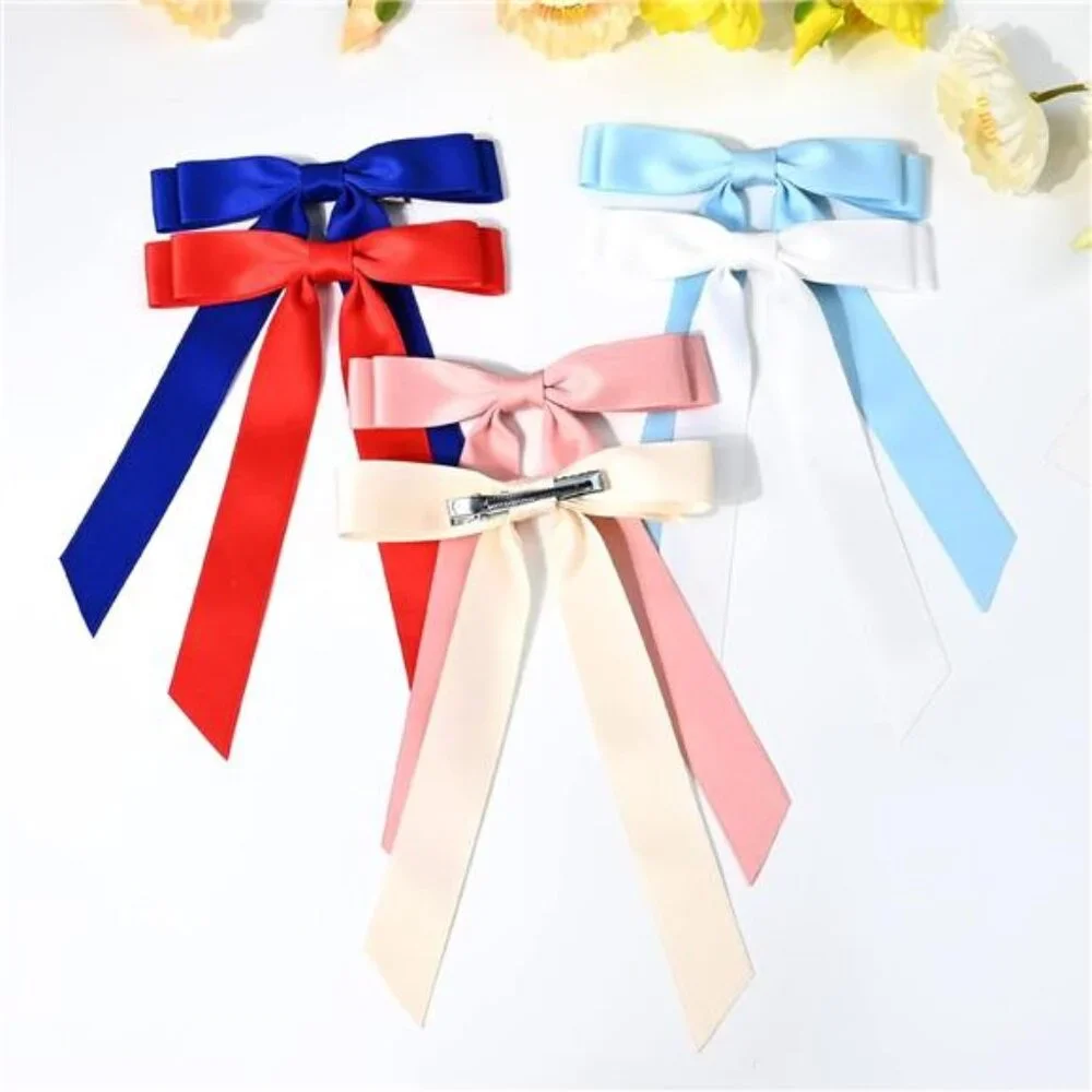 10PCS Silky Satin Hair‎ Bows Hair Clip Ribbon Accessories Ponytail for Girls